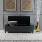 Contemporary Storage Ottoman with Tufted Top in Dark Grey Fabric - Grand Goldman Shop