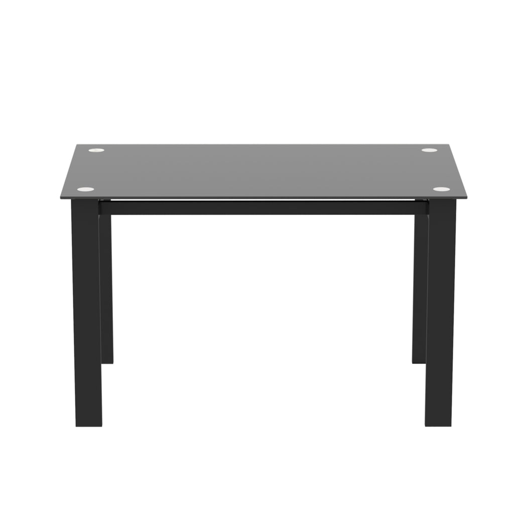 Modern Tempered Glass Dining Table with Black Metal Legs for Living Room or Kitchen - Grand Goldman Shop