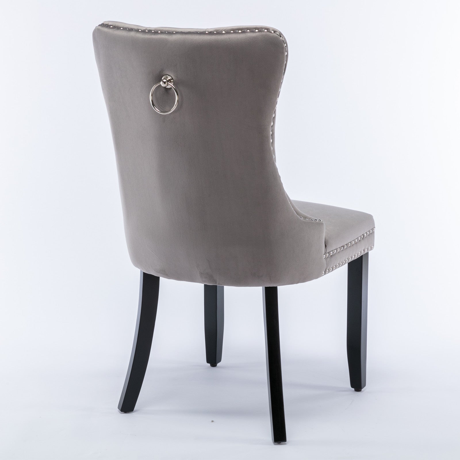 Nikki Collection Modern, High-end Tufted Solid Wood Contemporary Velvet Upholstered Dining Chair with Wood Legs Nailhead Trim 2-Pcs Set,Gray, SW2001GY - Grand Goldman Shop