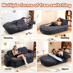 Modern Floor Sofa with 2 Pillows,Convertible Corduroy Fabric Foam-Filled Sleeper Sofa Bed, no assembly required,Convertible Sofa Cushion Unfolds into Quilt,Folding Mattress for Living Room,Playroom - Grand Goldman Shop