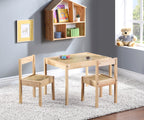 Della 3-Piece Solid Wood Kids Table & Two Chair Set, Natural - Grand Goldman
