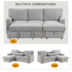 U_STYLE Upholstery Sleeper Sectional Sofa with Storage Space, USB port, 2 cup holders on Back Cushions(same sku; WY000335AAE) - Grand Goldman Shop