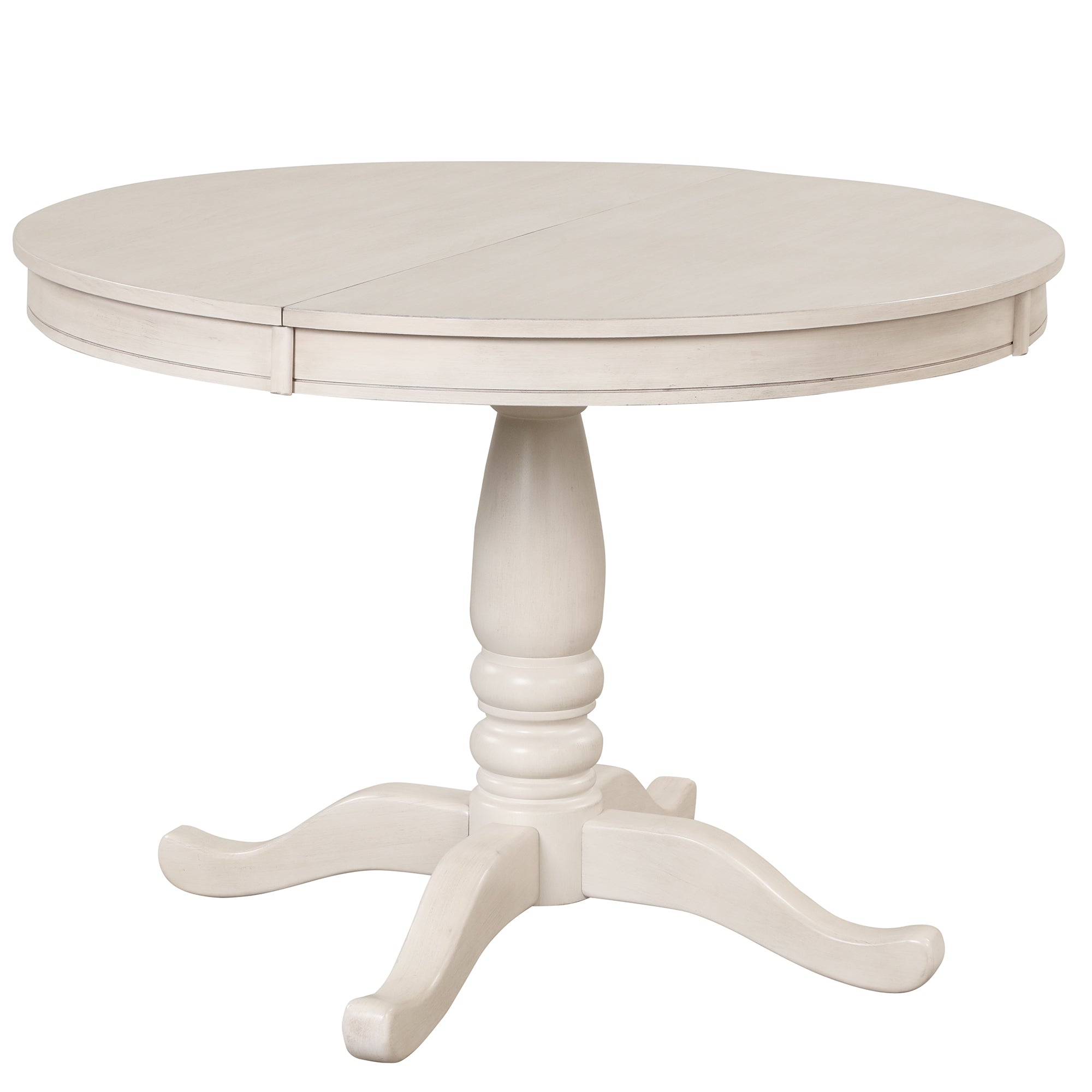 Antique White Modern Dining Table Set for 4 with Round Table and Chairs, Solid Wood & MDF - Grand Goldman Shop