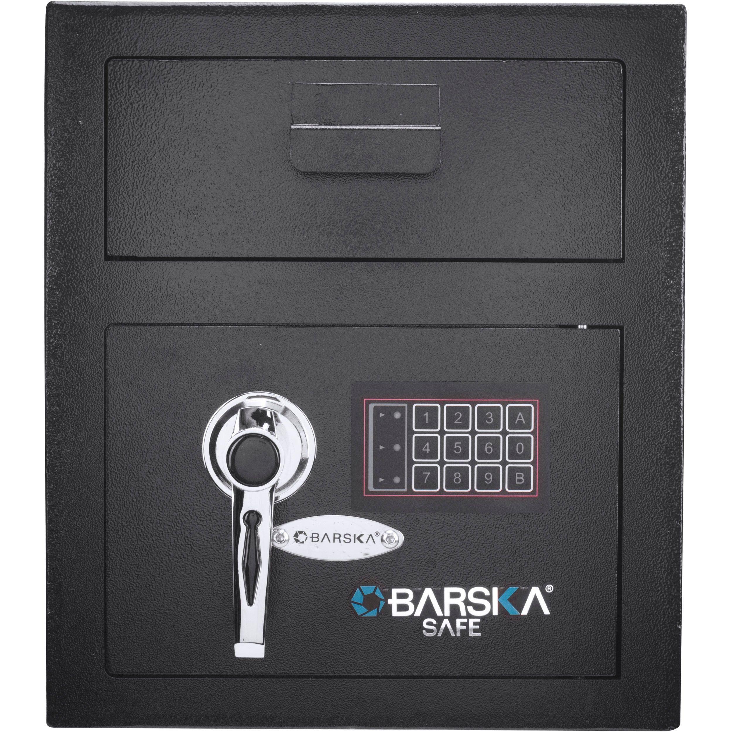 Black Steel Keypad Depository Safe with Dual PIN Codes and Anti-Fishing Baffles, 0.72 Cu Ft - Grand Goldman