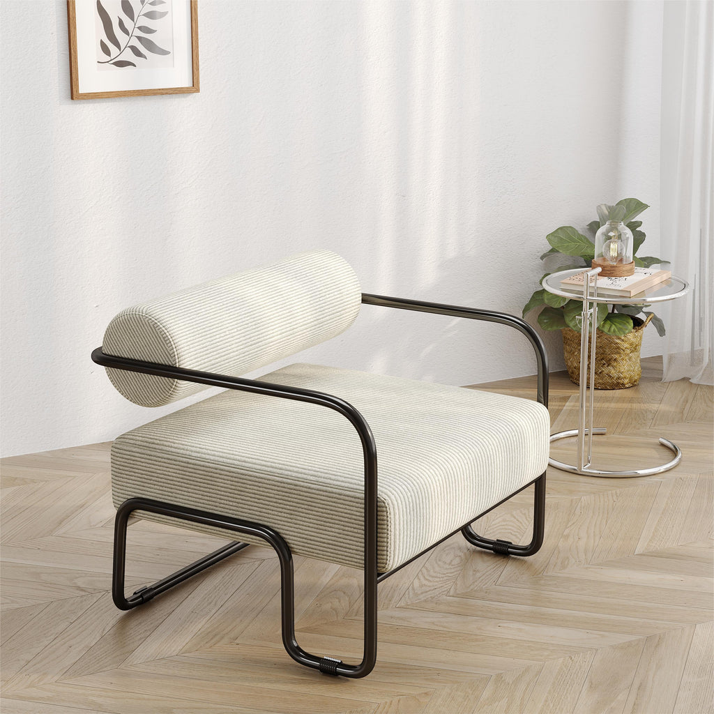 Living room iron sofa chair, lazy individual chair, balcony leisure chair (Color: Beige) - Grand Goldman Shop