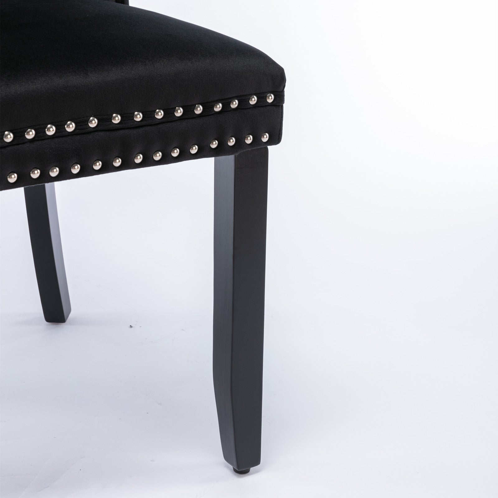 Nikki Collection Modern, High-end Tufted Solid Wood Contemporary Velvet Upholstered Dining Chair with Wood Legs Nailhead Trim 2-Pcs Set, Black, SW2001BK - Grand Goldman Shop