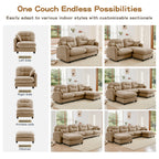 Loveseat Cloud Sectional Couches Chenille Fabric,Quilted Pleated Design, Ergonomic Design,High-Density Foam Easy Install Elegant Armrests High Quality Wooden Base,Fits Living Rooms,Camel - Grand Goldman Shop