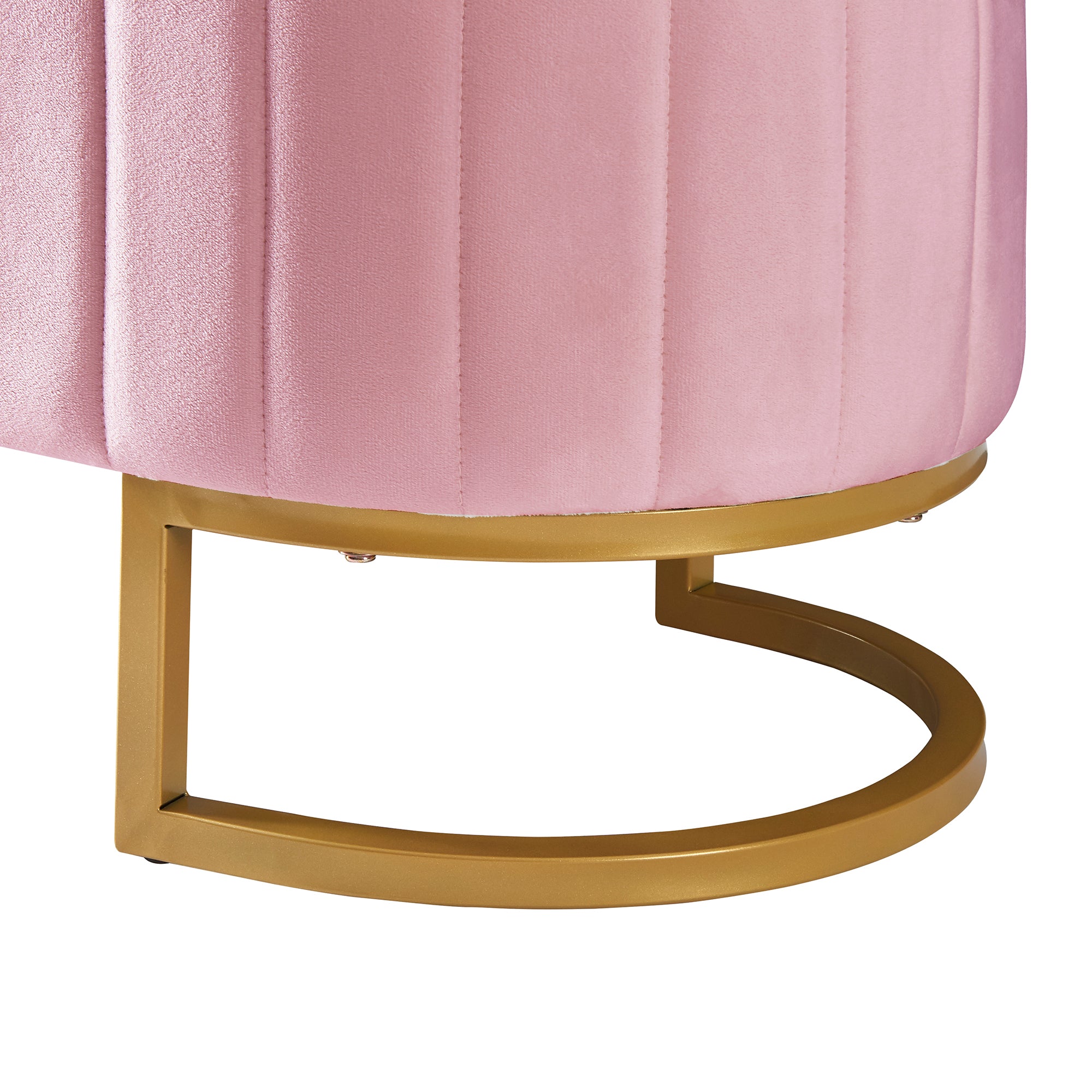 Elegant Upholstered Velvet Storage Ottoman with Button-Tufted,Storage Bench with Metal Legs for Bedroom,Living Room,Fully Assembled Except Legs,Pink - Grand Goldman Shop