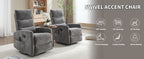 Heat Massage Manual Recliner Chair with Rocker and Swivel in Fabric for Living Room, GREY - Grand Goldman Shop