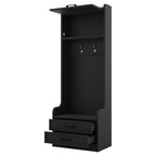 4-in-1 Detachable Hall Tree with Storage and 7 Hooks, Multiple Functions Hallway Coat Rack with Storage Drawers and Cabinet, Black Shoe Bench for Entryway Hallway - Grand Goldman Shop