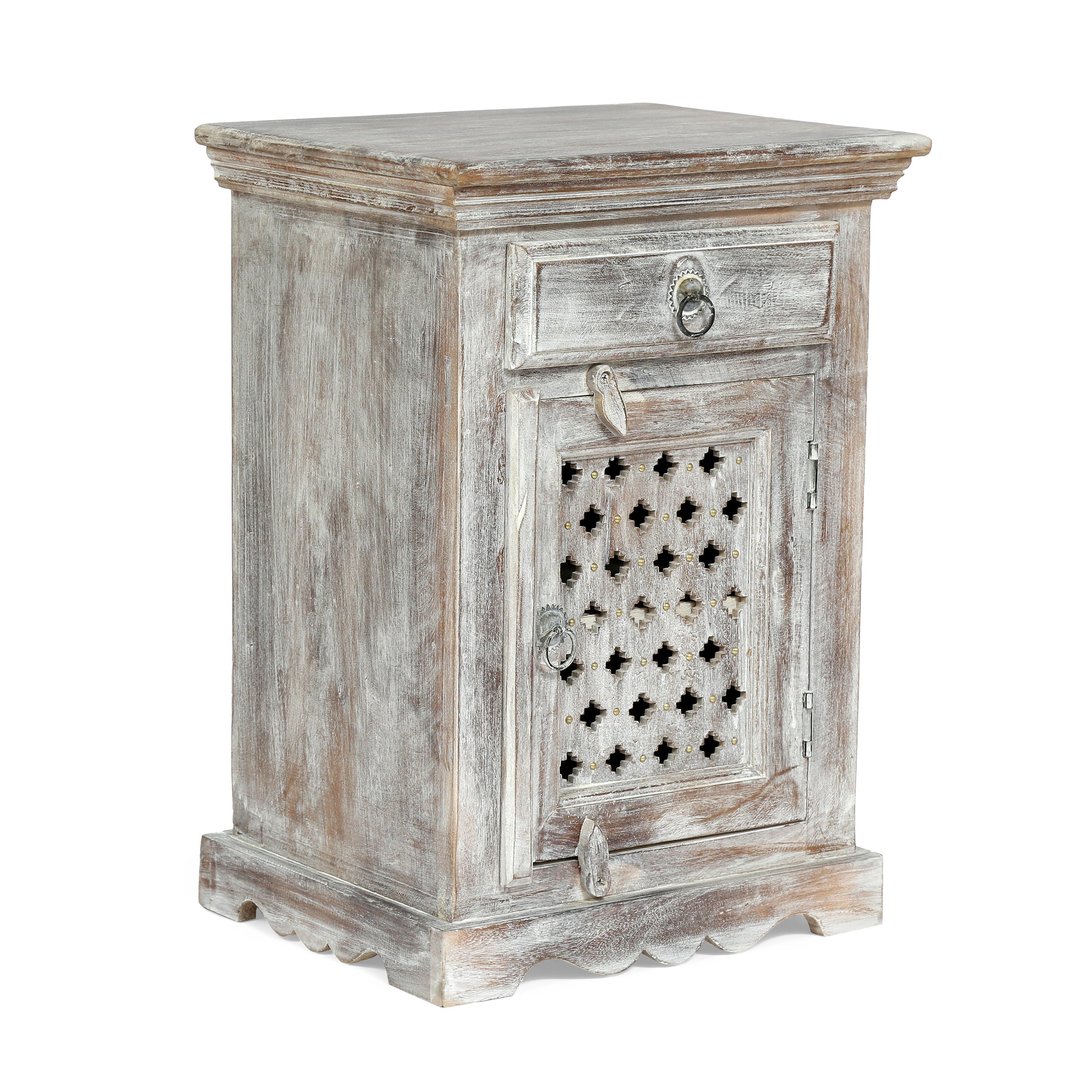 WOODEN NIGHTSTAND WITH 1 DRAWER 1 DOOR - Grand Goldman Shop
