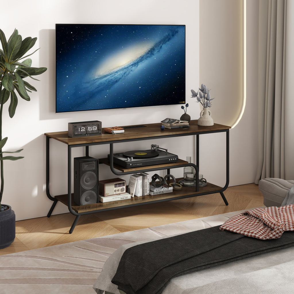There are installation videos and scene videos. TV socket and LED light - TV stand TV up to 55 ', small unit modern TV console suitable for living room and bedroom, light grey - Grand Goldman Shop
