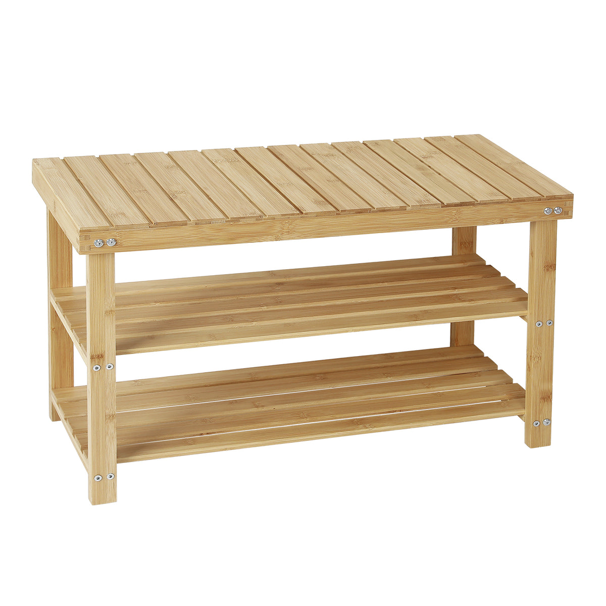 Hofitlead 27.5' Shoe Rack Solid Wood Shoe Bench, 3-Tier Shoe Organizer for Entryway Hallway(Light Brown) - Grand Goldman Shop