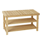 Hofitlead 27.5' Shoe Rack Solid Wood Shoe Bench, 3-Tier Shoe Organizer for Entryway Hallway(Light Brown) - Grand Goldman Shop