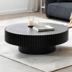 31.49'' Nesting Round Wood Coffee table for Apartment, Modern Living Room Coffee Table with Sturdy Pedestal ,BLACK (Same Sku:W876P243950) - Grand Goldman Shop