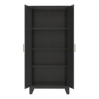 61'' 2 Shapely Doors Cabinet, Metal Storage Cabinet with Doors and Adjustable Shelves, for Bedroom, Living Room(Black) - Grand Goldman Shop