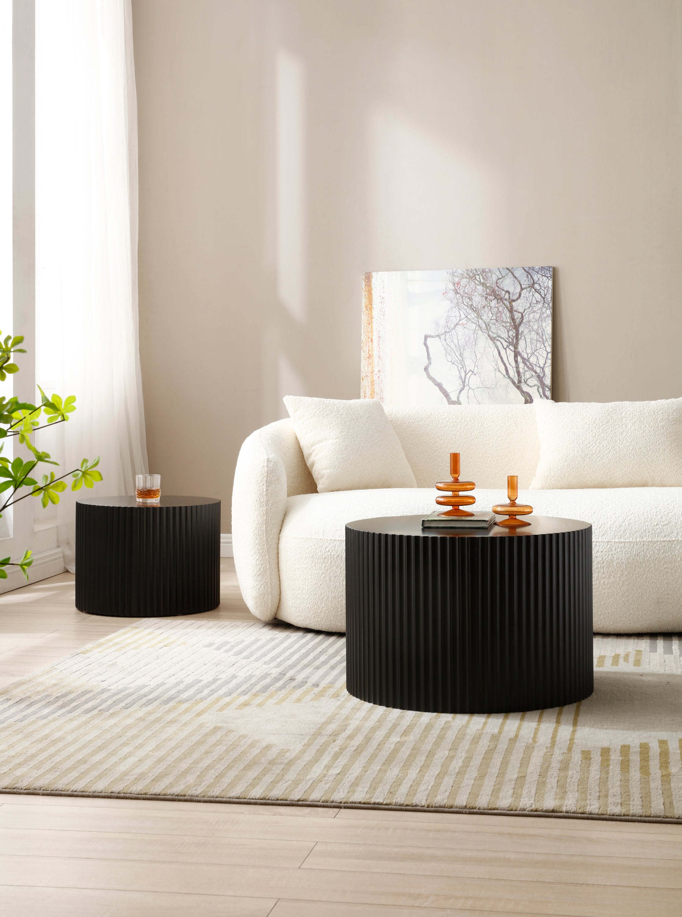 Nesting Table Set of 2, MDF Coffee Table set for Living Room/Leisure Area,Black(Same Sku:W876P252128) - Grand Goldman Shop