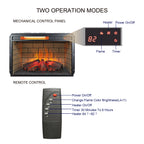 26 Inch Infrared Quartz Heater Fireplace Insert - Woodlog Version with Brick Background, Antique Black, Tempered Glass and Sheet Metal - Grand Goldman Shop