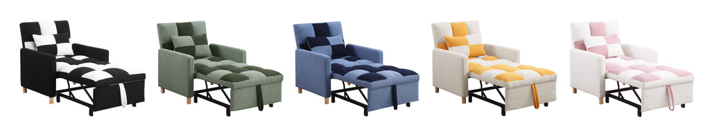 Convertible Sleeper Sofa Chair Bed, Adjustable Chair with Pillow, Multi-Functional Sleeper Chair with Soft Teddy Fabric for Living Room, Dorm, Apartment, Bedroom or Office - Grand Goldman Shop