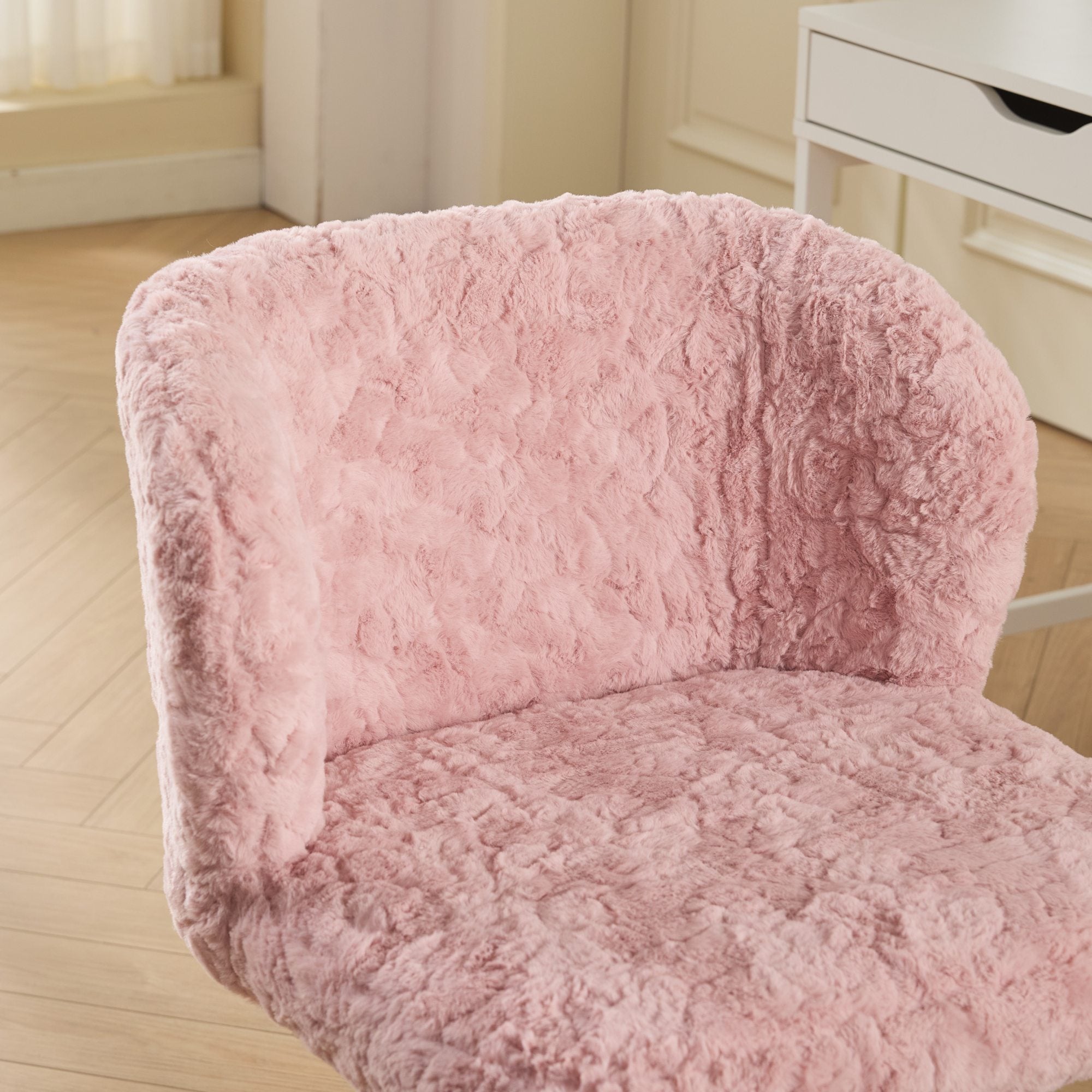 Stylish A&A Furniture Office Chair,Artificial rabbit hair Home Office Chair with Metal Base,Adjustable Desk Chair Swivel Offi