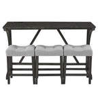 Bar Table Set with Power Outlet, Bar Table and Chairs Set, 4 Piece Dining Table Set, Industrial Breakfast Table Set, for Living Room, Dining Room, Game Room - Grand Goldman Shop