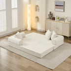 Comfy Convertible Folding Mattress Couch, Floor Sofa Bed, Chenille Floor Sofa with Armrest, Floor Sofa Lounge Couch for Living Room Bedroom Lounge Studio-Beige - Grand Goldman Shop