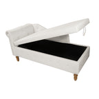 Beige Chaise Lounge Indoor, Velvet Lounge Chair for Bedroom with Storage & Pillow, Modern Upholstered Rolled Arm Chase Lounge for Sleeping with Nailhead Trim for Living Room Bedroom Office - Grand Goldman Shop