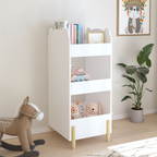 Kids Bookshelf with Chalkboard Side – Bear-Shaped Wooden Bookcase with 3-Tier Storage, Drawing Board for Toddlers, Toy and Bo