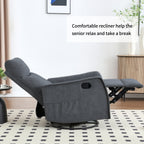 Heat Massage Manual Recliner Chair with Rocker and Swivel in Fabric for Living Room, Grey - Grand Goldman Shop
