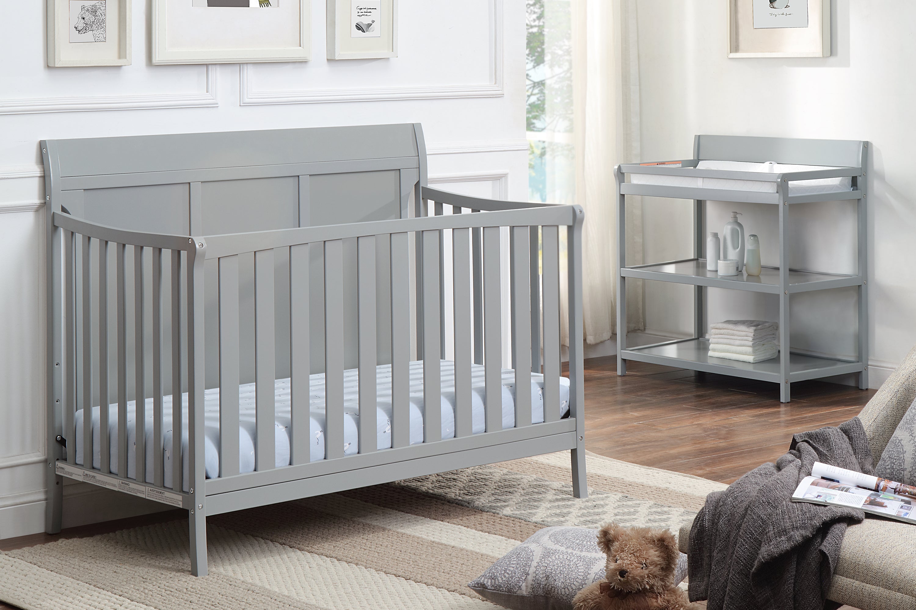 Shailee 4-in-1 Convertible Crib Gray | Premium Home Decor - Grand Goldman