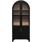 K&K 71' Tall Arched Kitchen Pantry Cabinet with Door Shelves, Farmhouse Kitchen Storage Cabinet with Open & Adjustable Shelves, Hidden Drawer & Glass Door, Cupboard for Kitchen, Dining Room, Black - Grand Goldman Shop