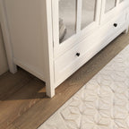 Buffet storage cabinet with double glass doors and unique bell handle - Grand Goldman Shop