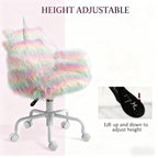Rainbow Fuzzy Unicorn Office Chair, Plush Desk Chair with Swivel Base, Whimsical & Cozy for Playroom & Office | Premium Home 
