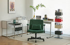 Green Velvet Criss Cross Armrest Office Chair with Wheels - Modern for Home Office, Meditation & Creative Work | Premium Home