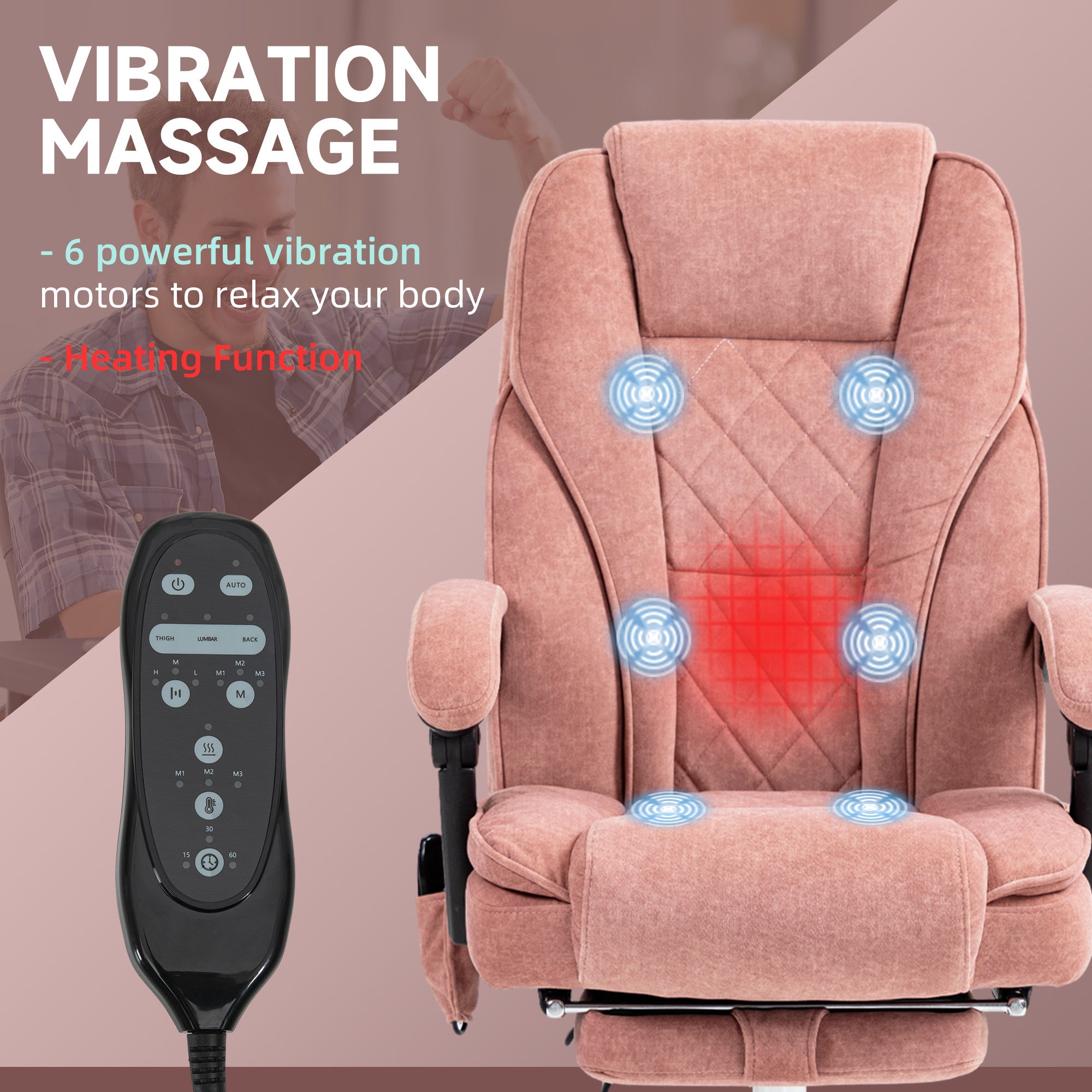 Vinsetto Massage Office Chair with Foot Rest, Executive Office Chair with 6 Vibration Point and Heat, Reclining Computer Chai