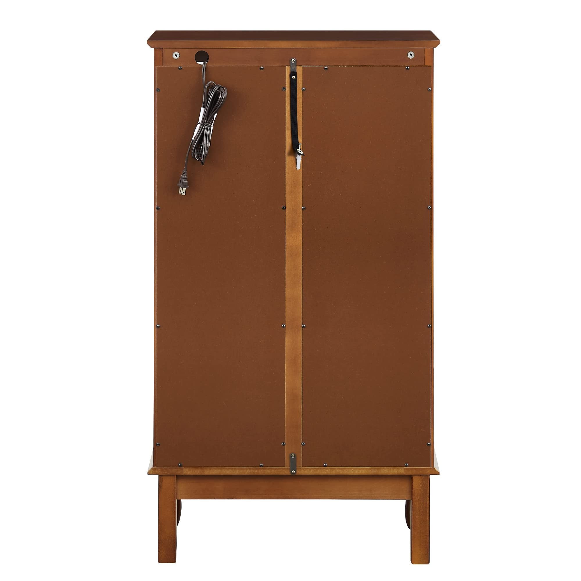 Lighted Curio Cabinet with Adjustable Shelves, Mirrored Back Panel, and Tempered Glass Doors, 3-Tier Oak Finish - Grand Goldman Shop