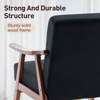 Mid-Century Modern Wingback Accent Chair with Solid Wood Frame and Extra-Thick Backrest – Lounge Chair for Living Room, Bedroom, or Reading Room - Grand Goldman Shop