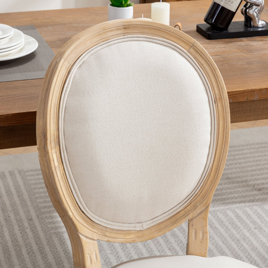 A&A Furniture,French Style Solid Wood Frame Antique Painting Linen Fabric Back Dining Chair,Set of 2,Beige,SW1845BG - Grand Goldman Shop