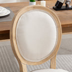 A&A Furniture,French Style Solid Wood Frame Antique Painting Linen Fabric Back Dining Chair,Set of 2,Beige,SW1845BG - Grand Goldman Shop