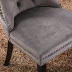 Nikki Collection Modern, High-end Tufted Solid Wood Contemporary Velvet Upholstered Dining Chair with Wood Legs Nailhead Trim 2-Pcs Set,Gray, SW2001GY - Grand Goldman Shop