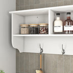 White Entryway Wall Mounted Coat Rack with 4 Dual Hooks Living Room Wooden Storage Shelf - Grand Goldman Shop