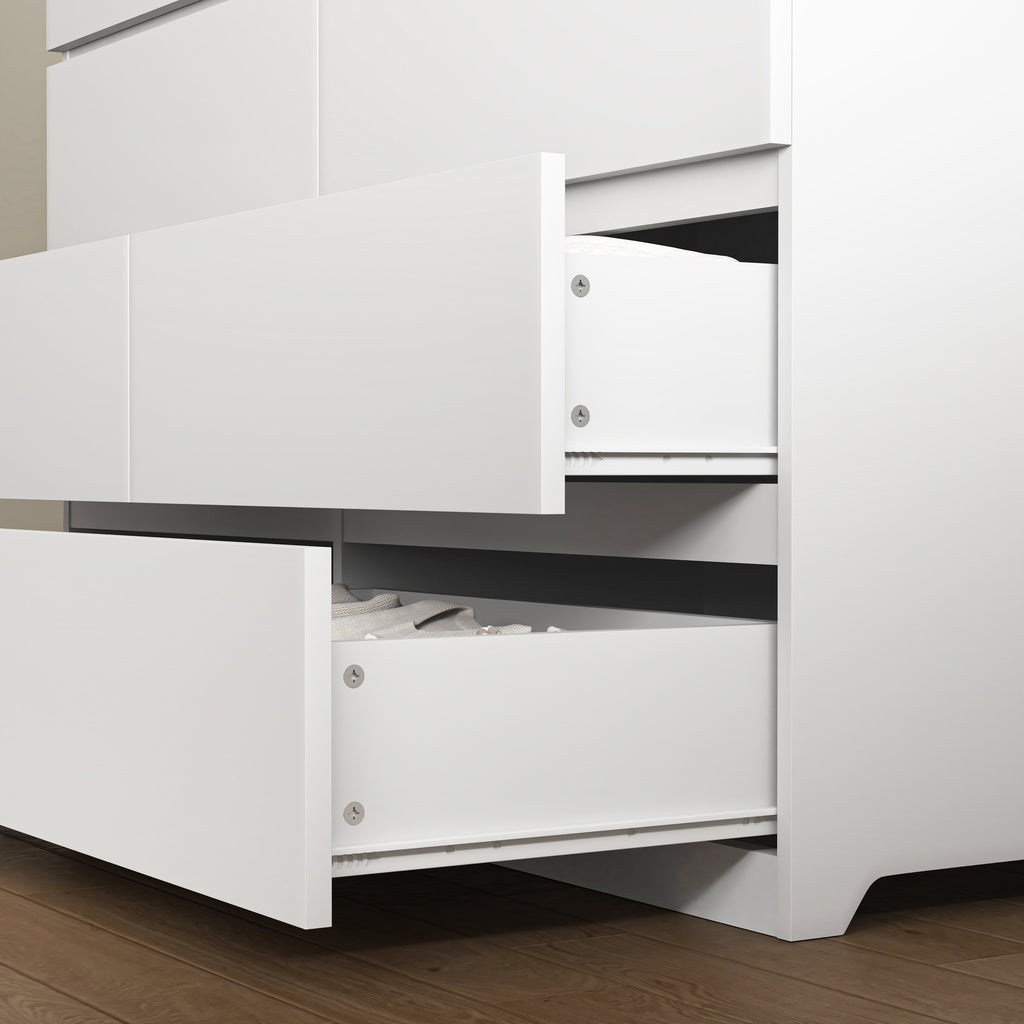 8 Drawers Dresser for Bedroom, Wood Bedroom Dresser Modern Drawer Chest, 8 Chest of Drawer, Tall Dresser for Closet, Dressers Organizer for Living Room, Closet, White - Grand Goldman Shop