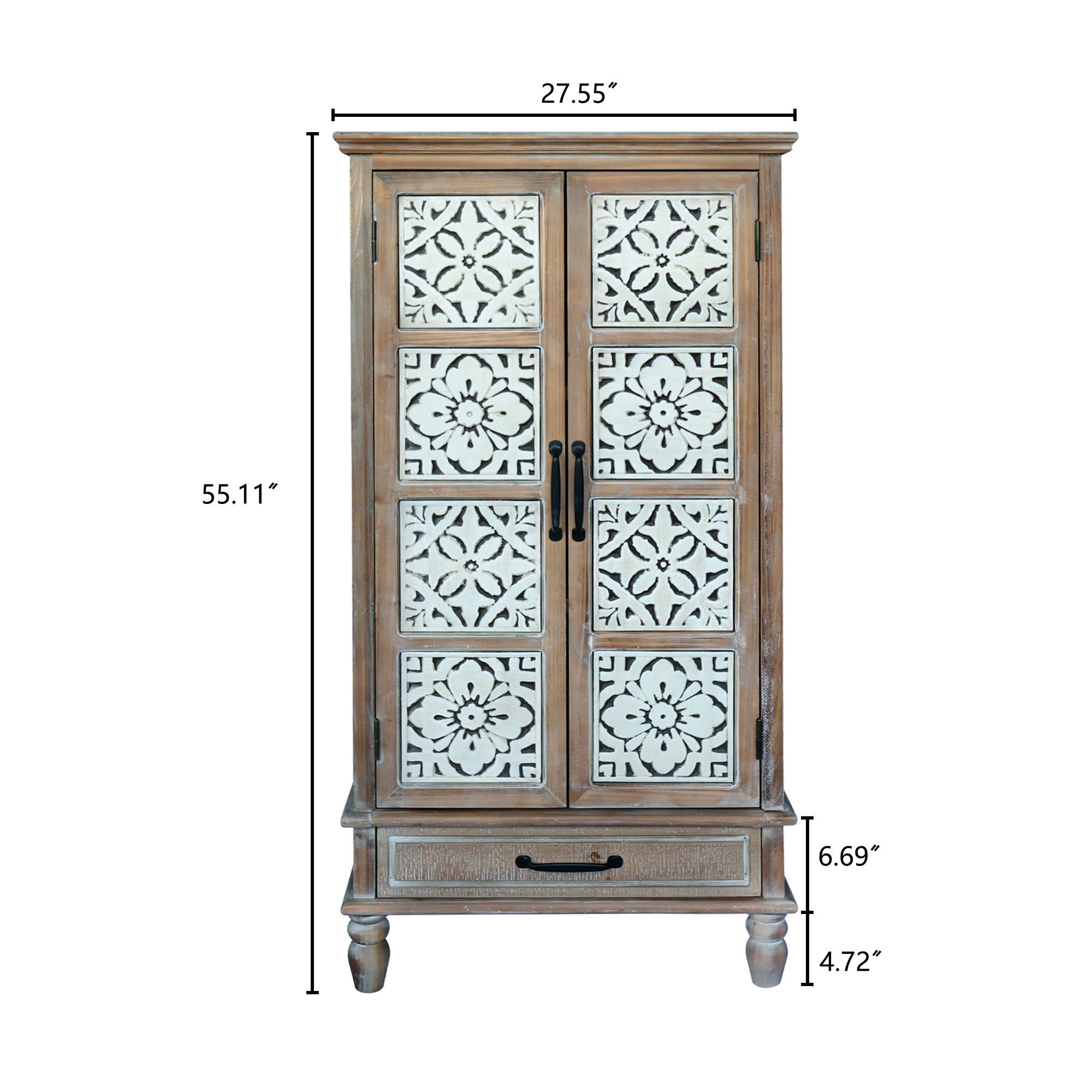 55.12'' Tall Tower Storage Cabinet - Rustic Wood Sideboard Pantry Cabinet - Versatile Buffet Cabinet with Storage for Home Decor and Organization chic cabinet with two doors and a drawer - Grand Goldman Shop