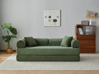 78.8' Compression Sofa,Convertible Floor Sofa Bed-with Pillow Back Support Armrest,Comfy Futon Couch Sleeper Bed,Loveseats Boneless Modular Sectional Sofa,Corduroy fabric,for Living Room,Bedroom,Green - Grand Goldman Shop