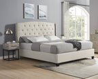 Astral 3-Piece Upholstered Bedroom Set, Tufted Wingback Bed with Two Gray Nightstands - Grand Goldman Shop