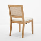 Farmhouse Rattan Dining Chairs Set of 2, Mid Century Modern Kitchen & Dining Room Chairs, Cane Upholstered Kitchen Side Chair with Natural Hardwood Frame, Beige - Grand Goldman Shop