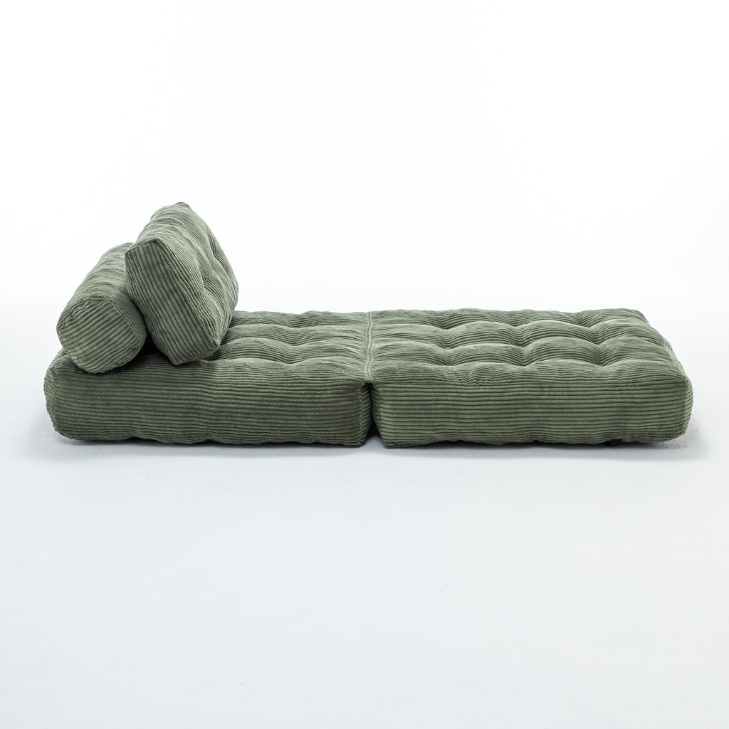 Folding Sofa Bed, Convertible Sleeper Chair with Pillow Foldable Mattress with Back Support, Portable Fold Out Chair Bed Comfy Floor Sofa Lounge for Living Room Bedroom, Green, Single - Grand Goldman Shop