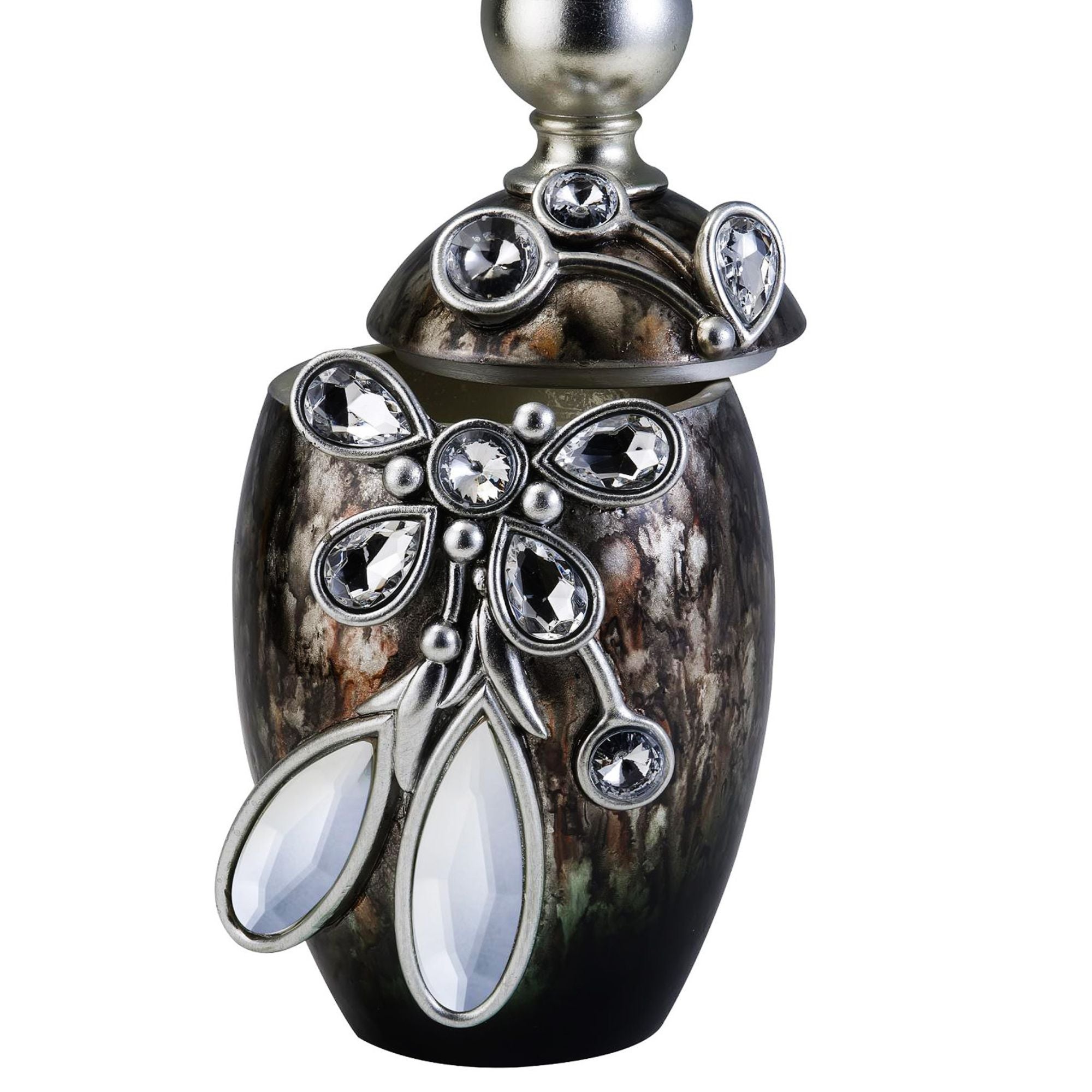 11.25' Tall Polyresin Decorative Jewelry Box 'Balleria', Crystal and Glass Accent - Grand Goldman Shop