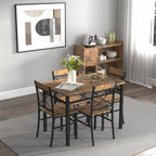 Dining Table Set for 4, Wood Kitchen Table with  Chairs Dinning Table Set for Kitchen & Dining Room, Compact Dining Set for Small Spaces, Rustic Brown - Grand Goldman Shop