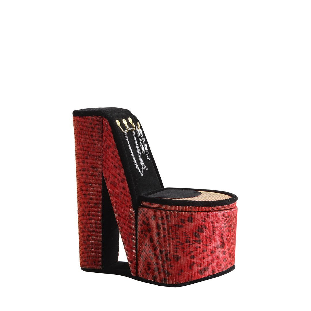 9' Tall Display Jewelry Box with Hooks, High Heel Shoe Design, Leopard Print - Grand Goldman Shop